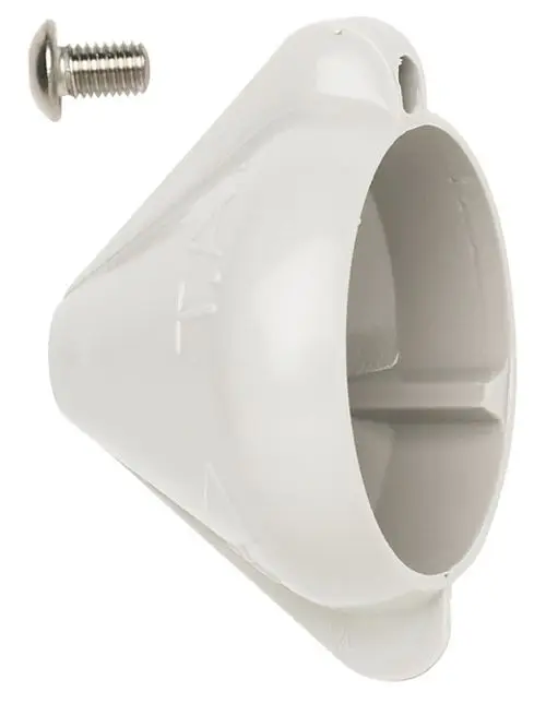 Weißes Kunststoffhandrad mit Schraube, hergestellt von IMI Hydronic Engineering, zur manuellen Betätigung von Ventilen.